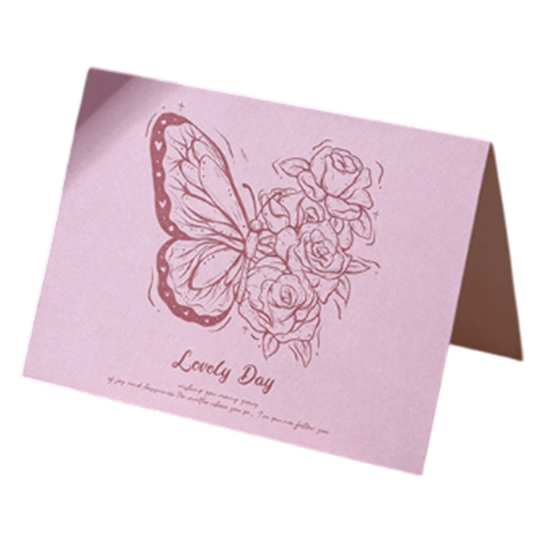 Custom Butterfly Lovely Day Anniversary Card Pink