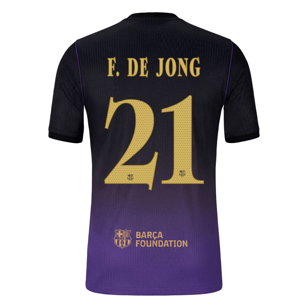 Versão do Jogador F. DE JONG #21 Barcelona Fora Futebol Camisas 2026/27 - UCL