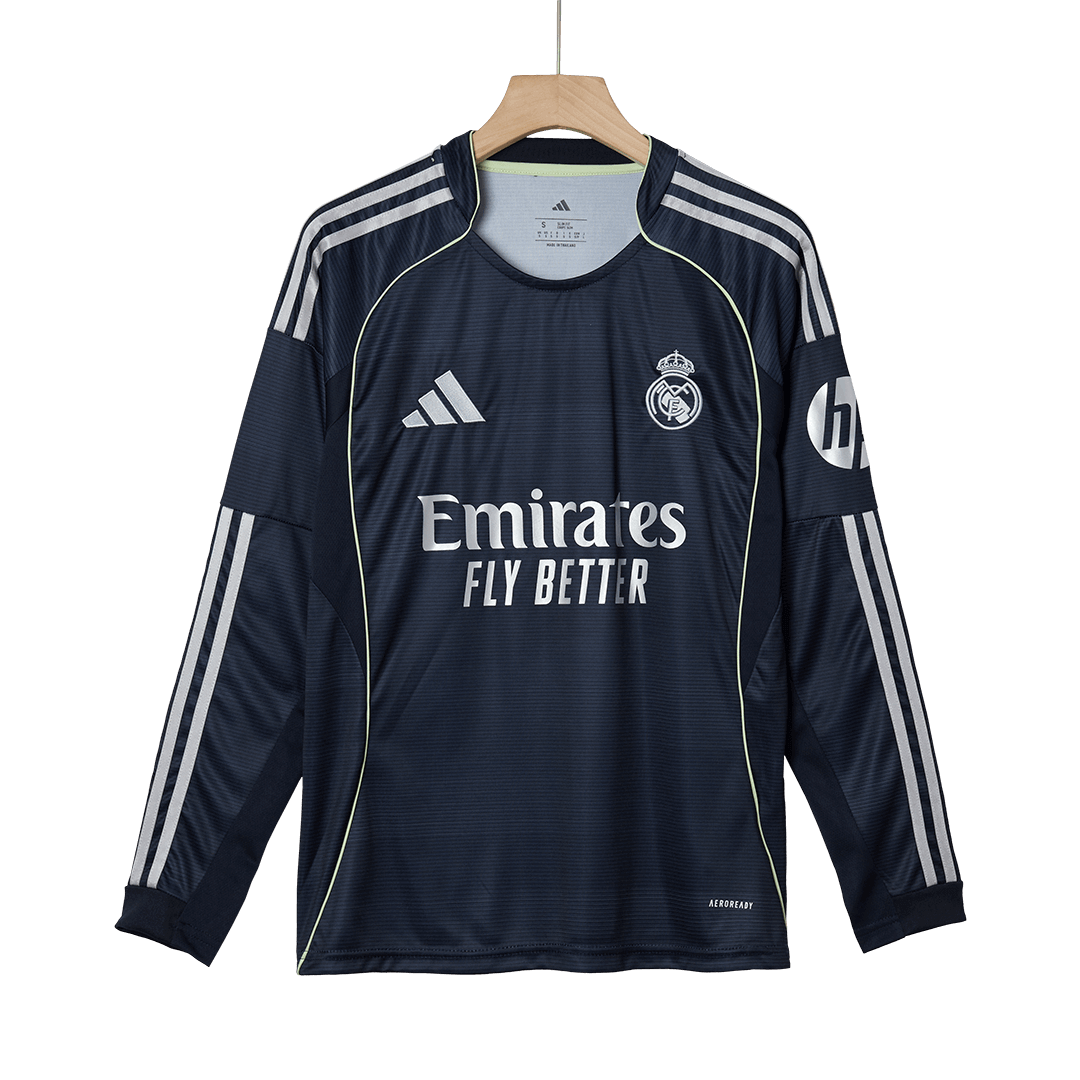 Real Madrid Fora Manga Longa Futebol Camisa 2025/26 Azul&Marinho