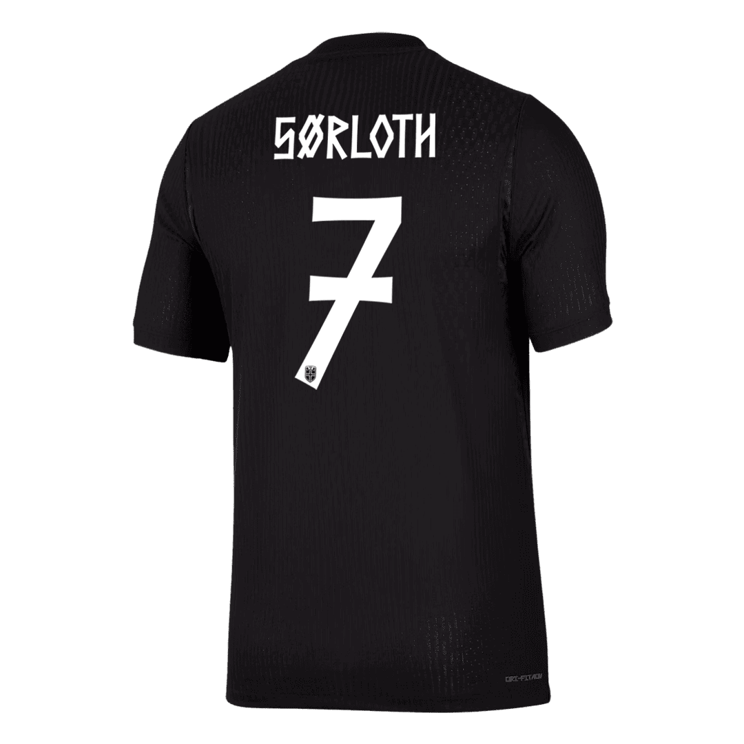 Versão do Jogador SØRLOTH #7 Norway Fora Copa do Mundo Futebol Camisas 2026 Preto