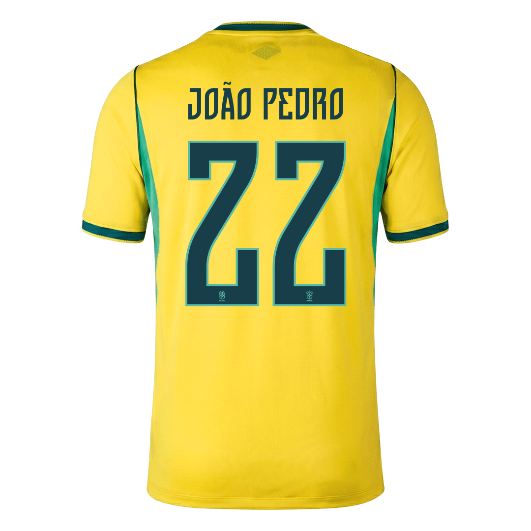 JOÃO PEDRO #22 Brazil Casa Copa do Mundo Camisa 2026 Amarelo
