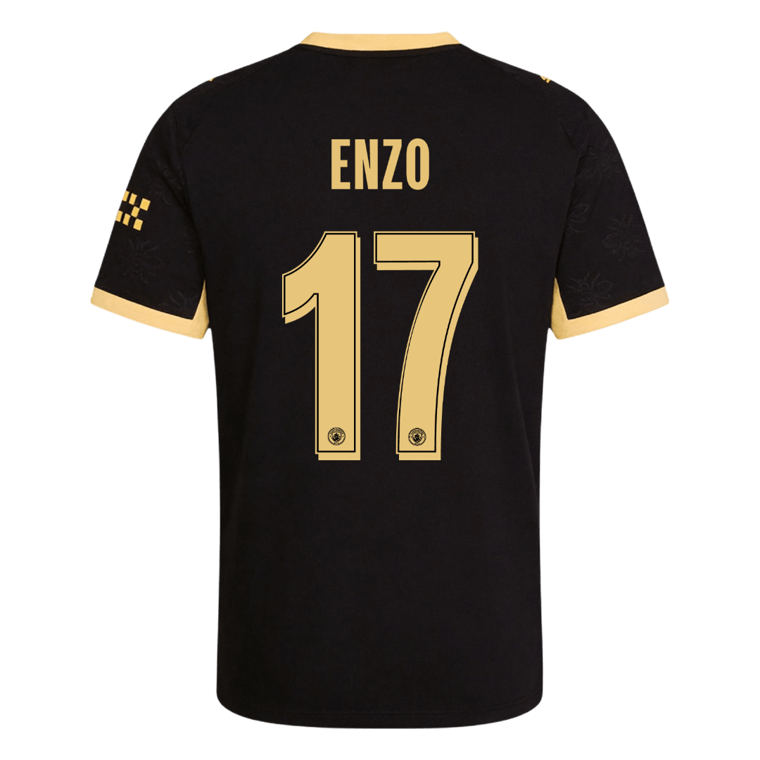 Versão do Jogador ENZO #17 Manchester City Fora Futebol Camisas 2026/27 Preto - UCL