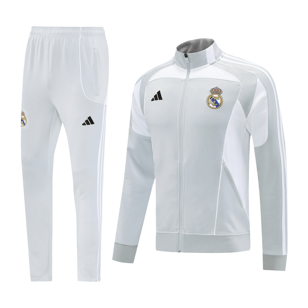 Real Madrid Conjunto Casaco(Blusão+Calça) Formação Blusão 2025/26 Cinza