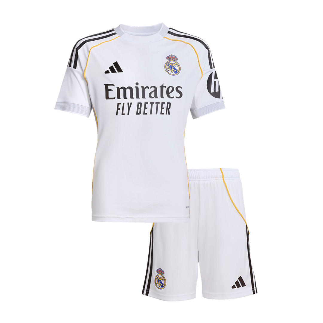 Infantil Real Madrid Casa Futebol Camisa Conjunto(Camisa+Calção) 2025/26 Branco
