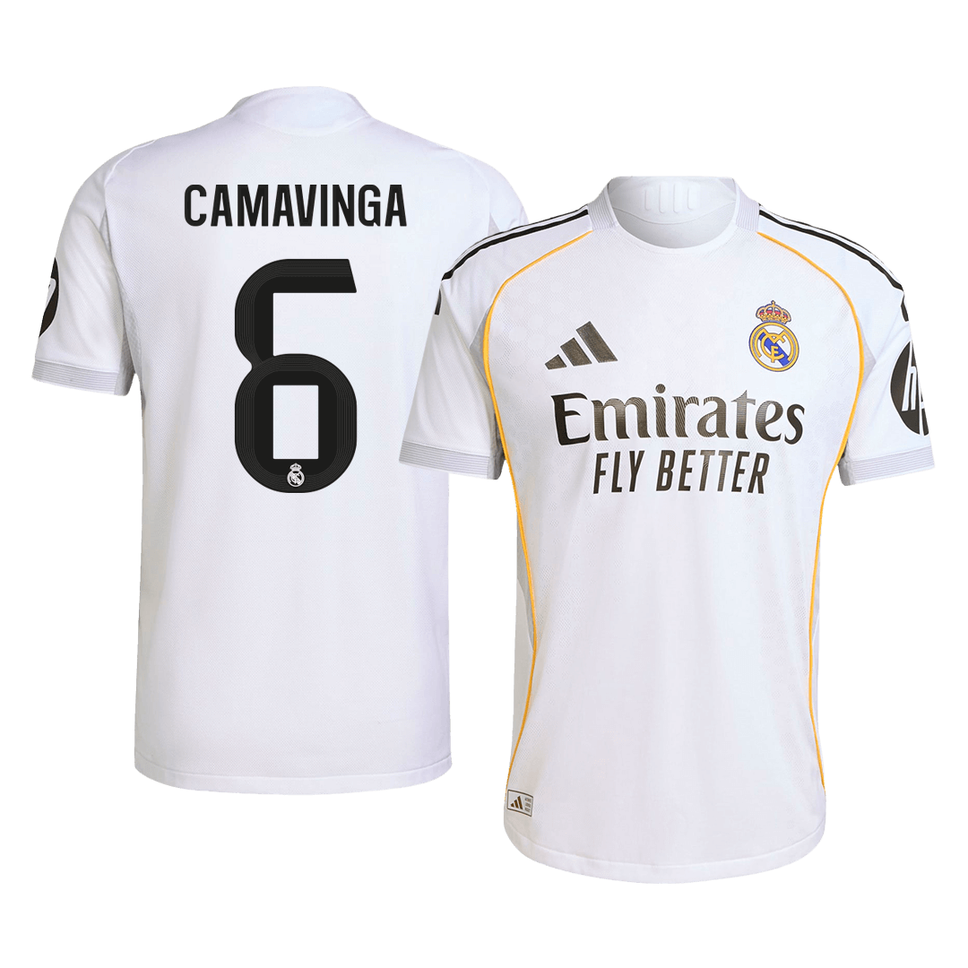 Autêntico CAMAVINGA #6 Real Madrid Casa Futebol Camisas 2025/26 Branco