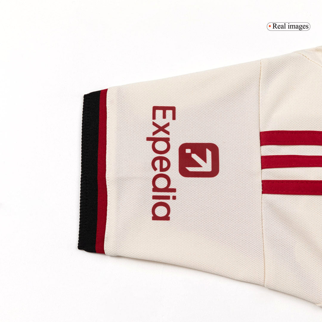 Liverpool Infantil Fora Futebol Camisa Conjunto (Camisa + Calção + Meias) 2025/26 Branco