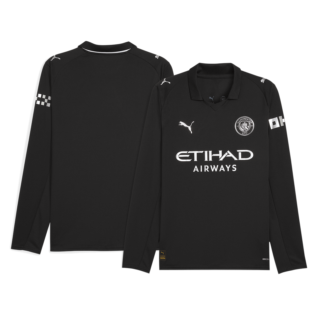 Manchester City Fora Manga comprida Camisa 2025/26 Preto