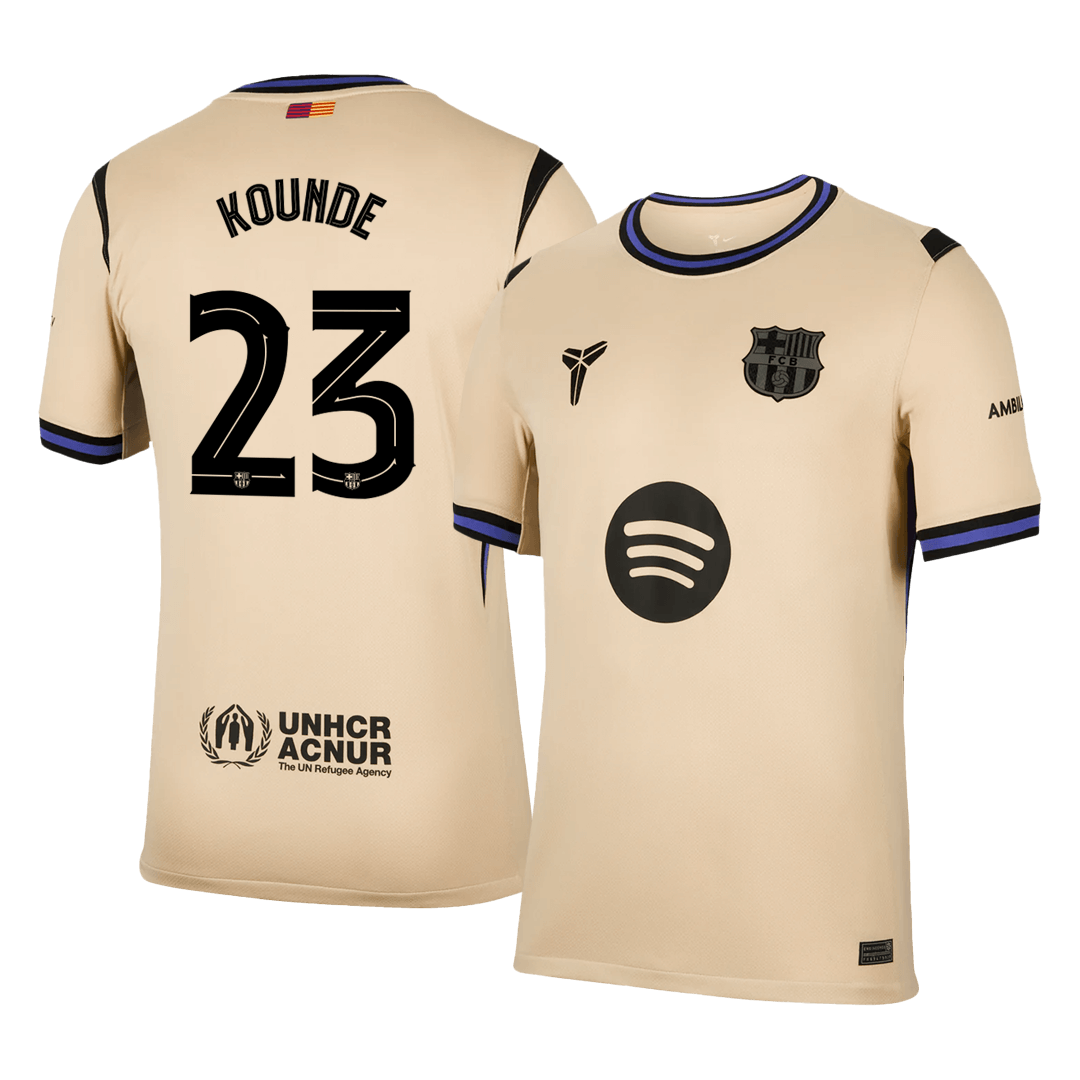 KOUNDE #23 Barcelona Fora Camisa 2025/26 Amarelo UCL