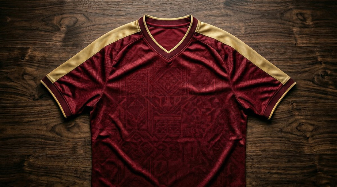 Camisola da seleção portuguesa para o Mundial 2026, cor grená com detalhes dourados da Puma