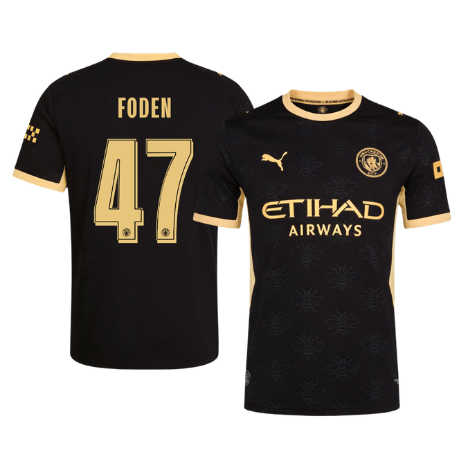 Versão do Jogador FODEN #47 Manchester City Fora Futebol Camisas 2026/27 Preto - UCL
