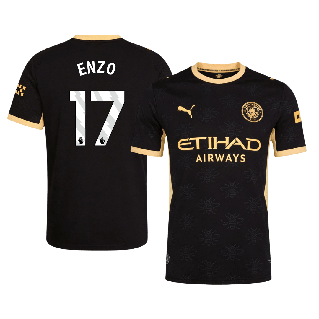Versão do Jogador ENZO #17 Manchester City Fora Futebol Camisas 2026/27 Preto