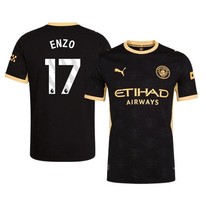 Versão do Jogador ENZO #17 Manchester City Fora Futebol Camisas 2026/27 Preto