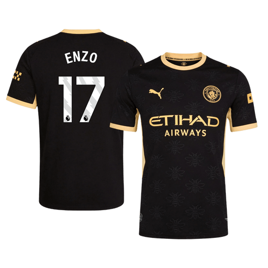 Versão do Jogador ENZO #17 Manchester City Fora Futebol Camisas 2026/27 Preto