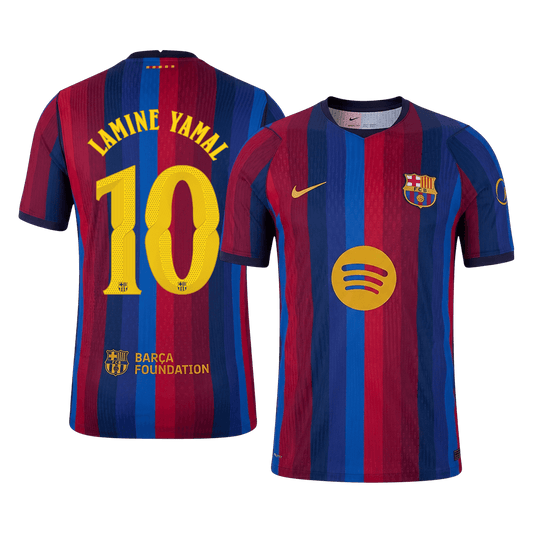 Versão do Jogador LAMINE YAMAL #10 Barcelona Casa Futebol Camisas 2026/27 - UCL