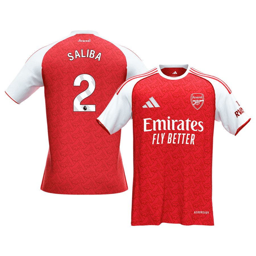 【Super Qualidade】SALIBA #2 Arsenal
 Casa Futebol Camisa 2025/26 Vermelho