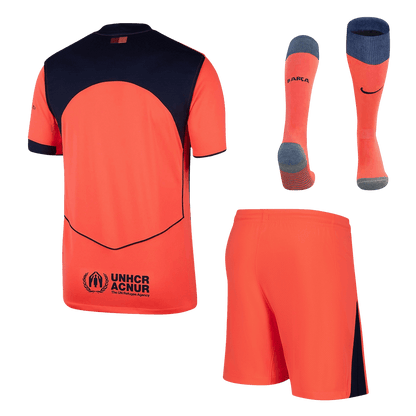 Barcelona 
 Fora Terceira Camisa Conjunto(Camisa+Calções+Meias) 2025/26 Laranja