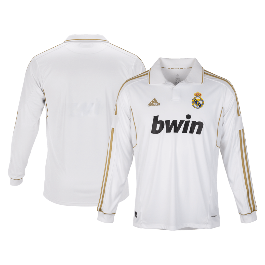 Retrô Real Madrid Casa Manga Longa Camisa 2011/12 Branco