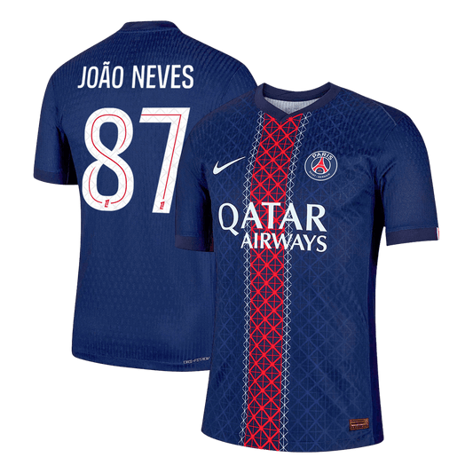 Jogador JOÃO NEVES #87 PSG Casa Futebol Camisas 2025/26 Marinha
