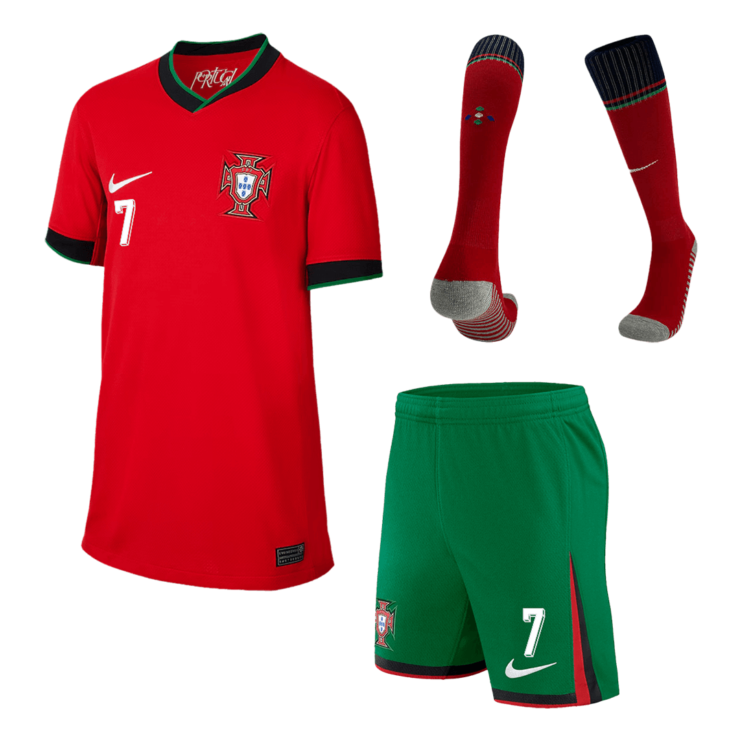 Crian?as Portugal RONALDO #7 Custom Home Kits de futebol completos
2024