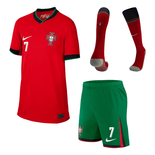 Crian?as Portugal RONALDO #7 Custom Home Kits de futebol completos
2024