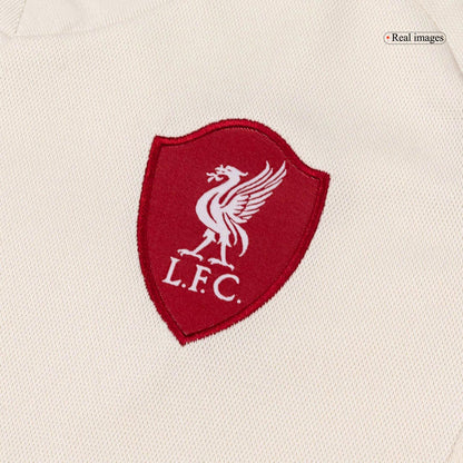 Liverpool Infantil Fora Futebol Camisa Conjunto (Camisa + Calção + Meias) 2025/26 Branco