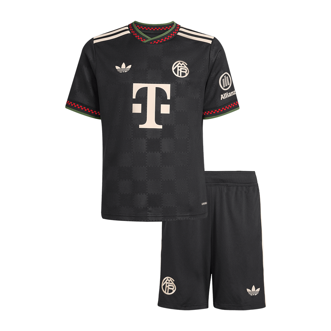 Bayern Munich Infantil Fora Terceira Conjunto (Camisa + Calção) 2025/26 Preto