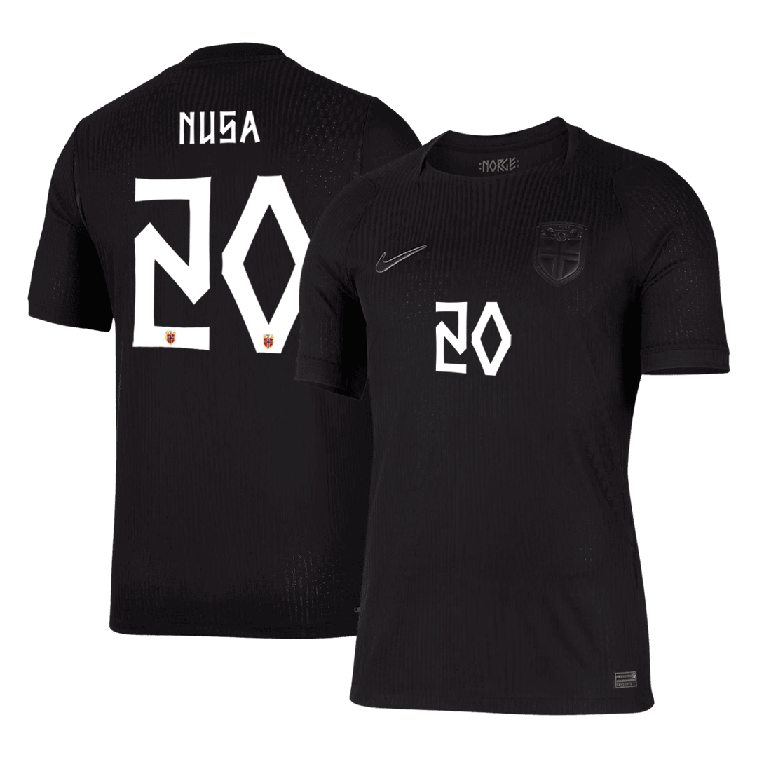 Versão do Jogador NUSA #20 Norway Fora Copa do Mundo Futebol Camisas 2026 Preto