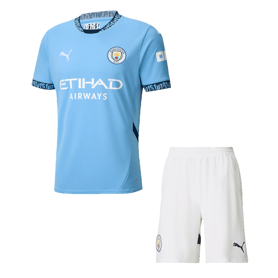 Manchester City Home Football Shirt Kit(Shirt+Shorts) 2024/25 Football Kit UK