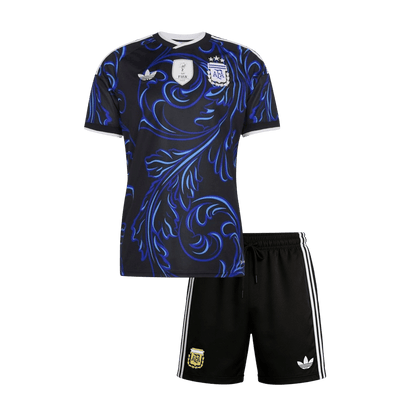Argentina Infantil Fora Copa do Mundo Futebol Camisa Conjunto (Camisa+Shorts) 2026 Preto - camisola de futebol