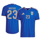 Versão do Jogador BASTONI #23 Italy Casa World Cup Futebol Camisas 2026 Azul