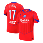 VITINHA #17 PSG Fora Terceira Camisa 2025/26 Vermelho