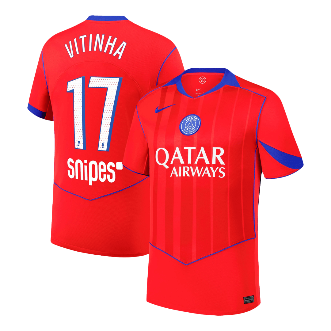 VITINHA #17 PSG Fora Terceira Camisa 2025/26 Vermelho