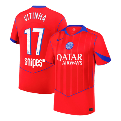 VITINHA #17 PSG Fora Terceira Camisa 2025/26 Vermelho