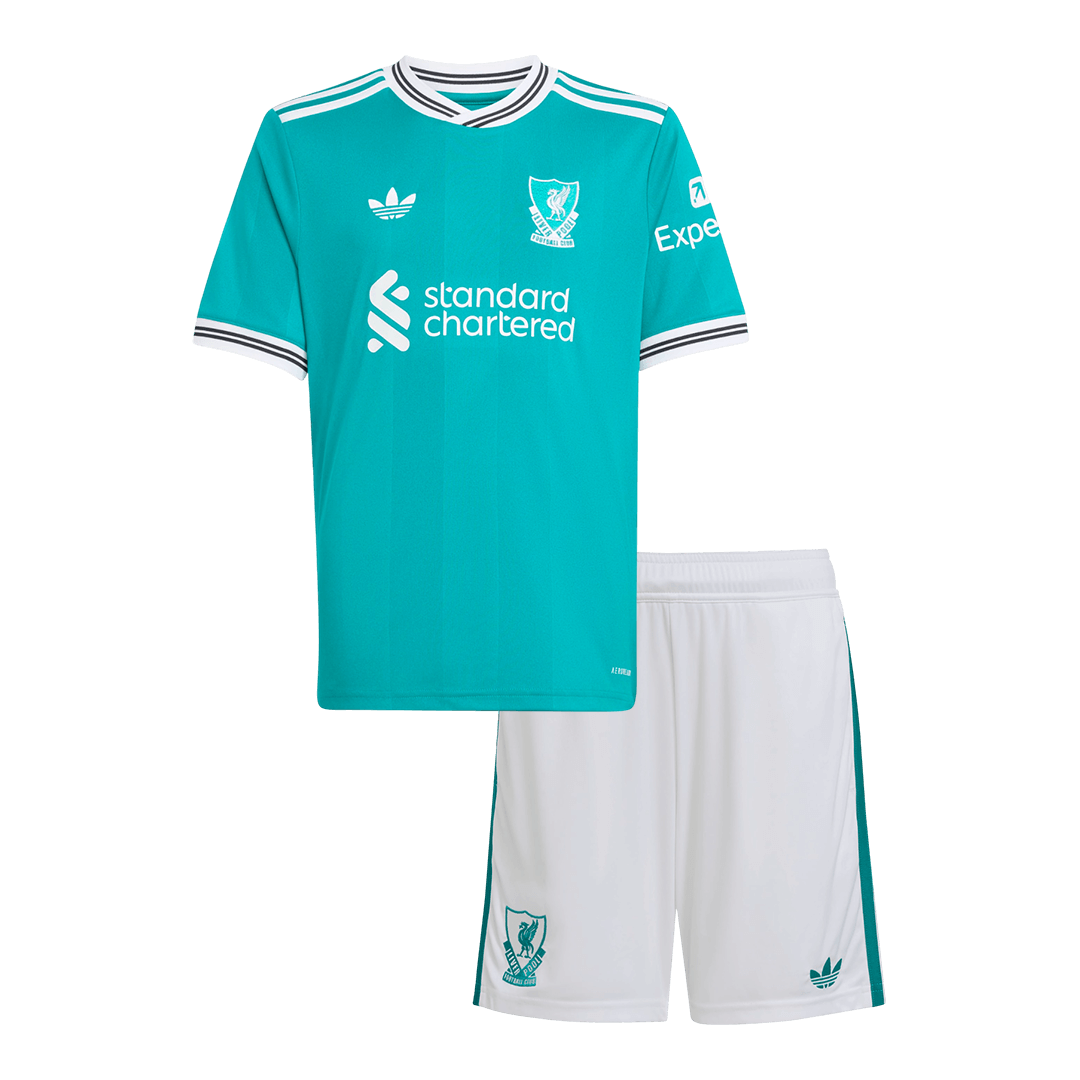 Liverpool Infantil 
 Terceira Conjunto (Camisa+Shorts) 2025/26 Verde