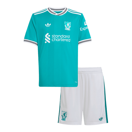 Liverpool Infantil 
 Terceira Conjunto (Camisa+Shorts) 2025/26 Verde