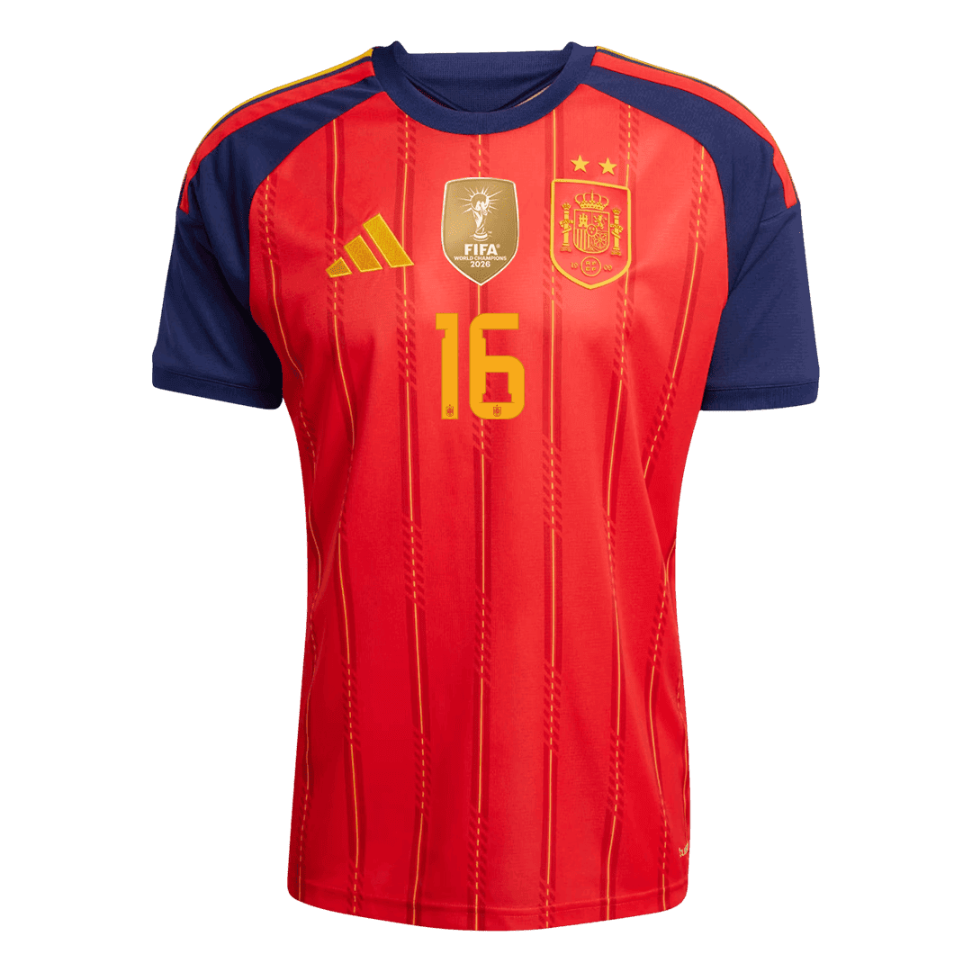 RODRIGO #16 Spain Casa Copa do Mundo Camisa 2026 Vermelho