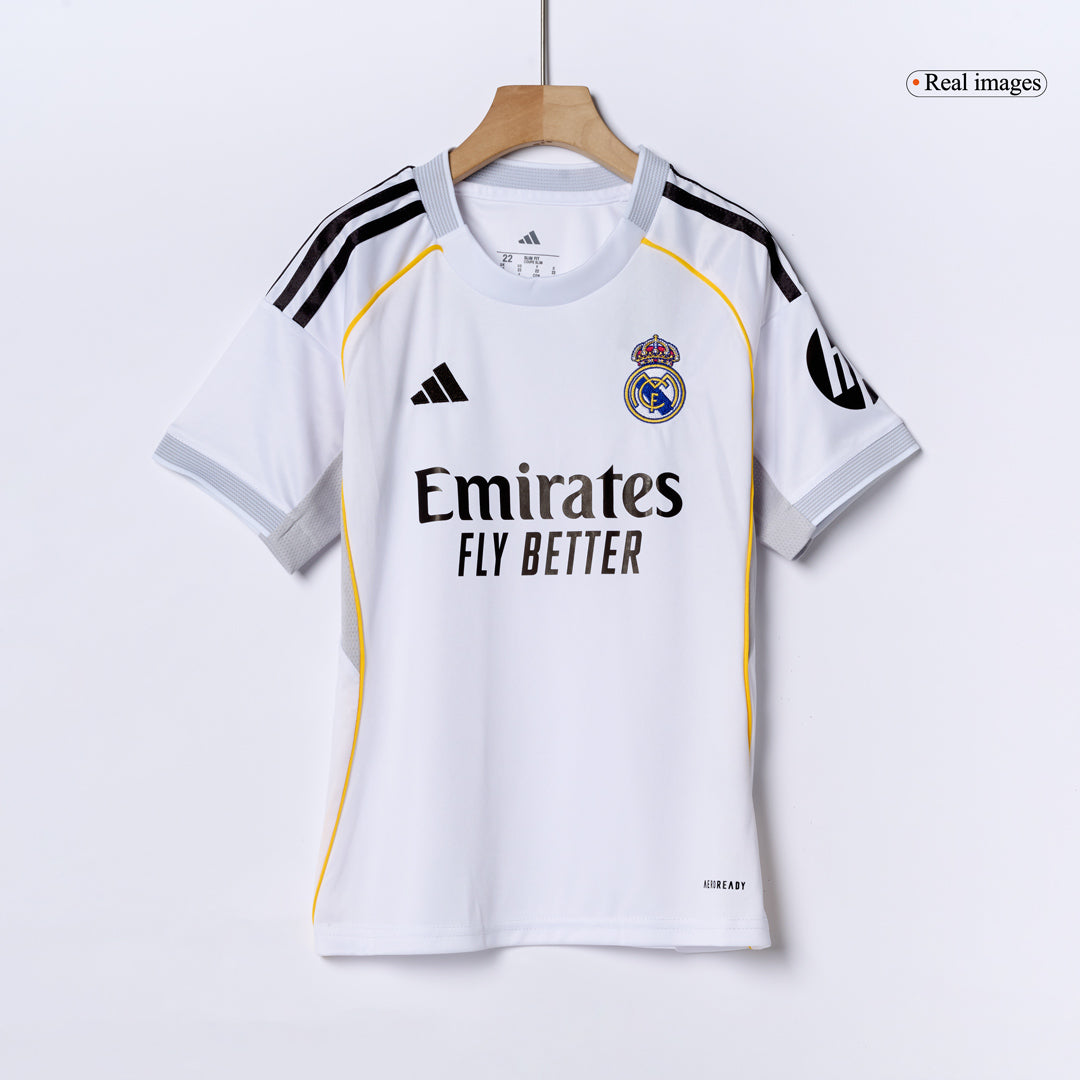 Infantil Real Madrid Casa Futebol Camisa Conjunto(Camisa+Calção) 2025/26 Branco