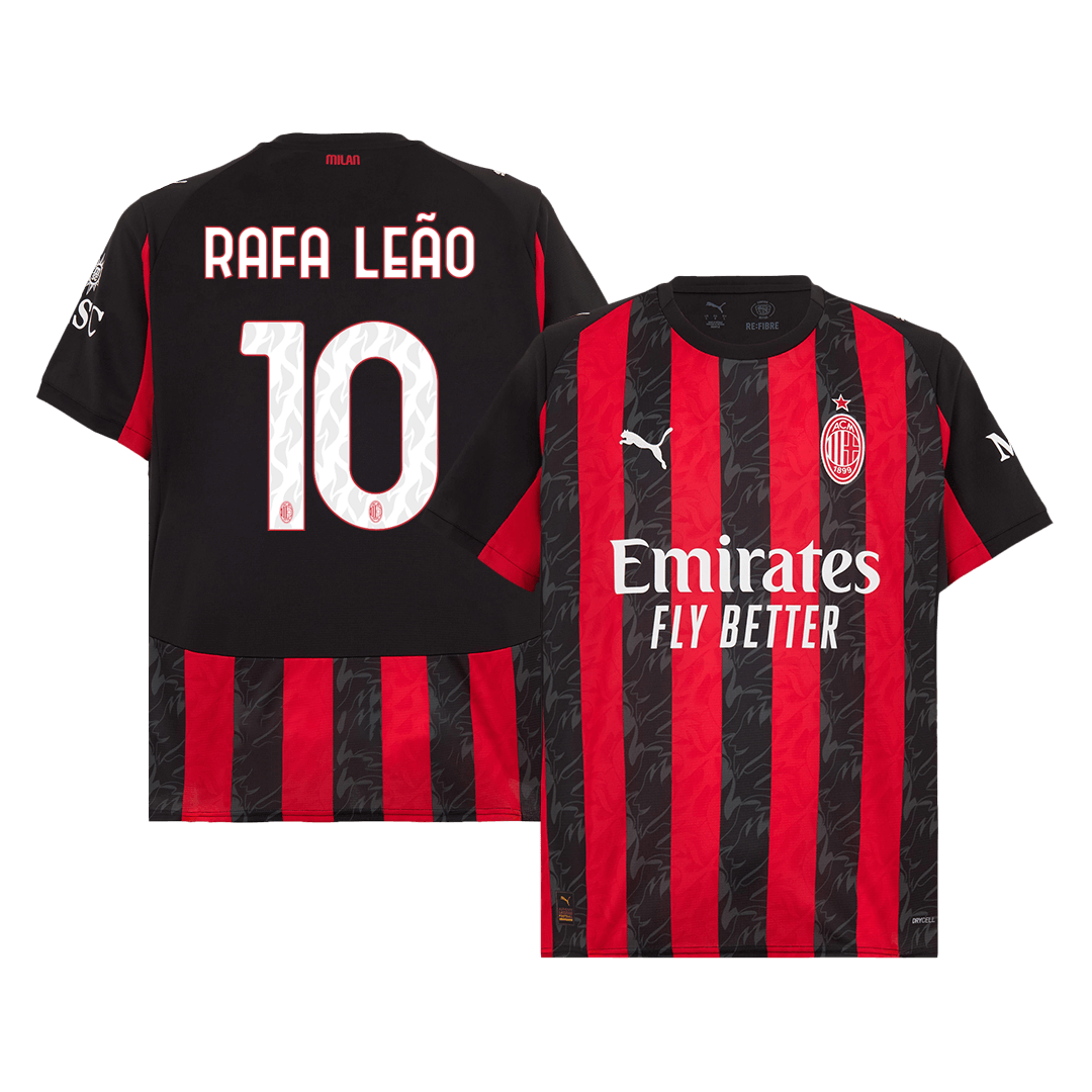 RAFA LEÃO #10 AC Milan Casa Camisa 2025/26-Vermelho & Preto
