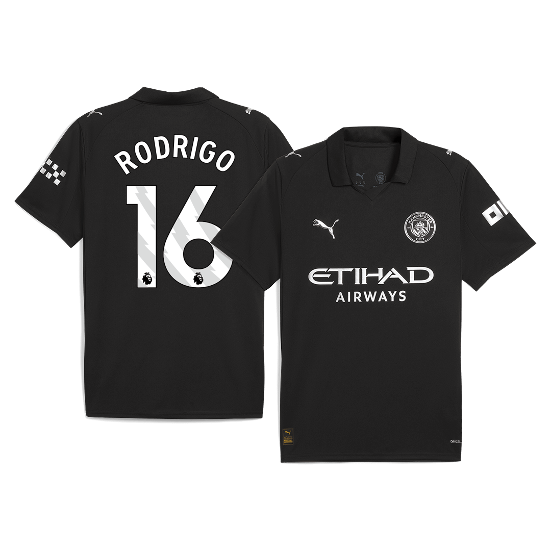RODRIGO #16 Manchester City Fora Camisa 2025/26- Preto