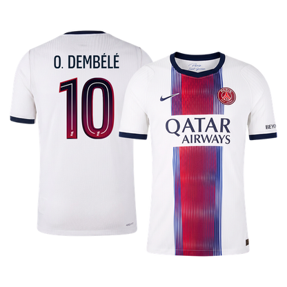 Versão do Jogador O. DEMBÉLÉ #10 PSG Fora Futebol Camisas 2026/27 Branco