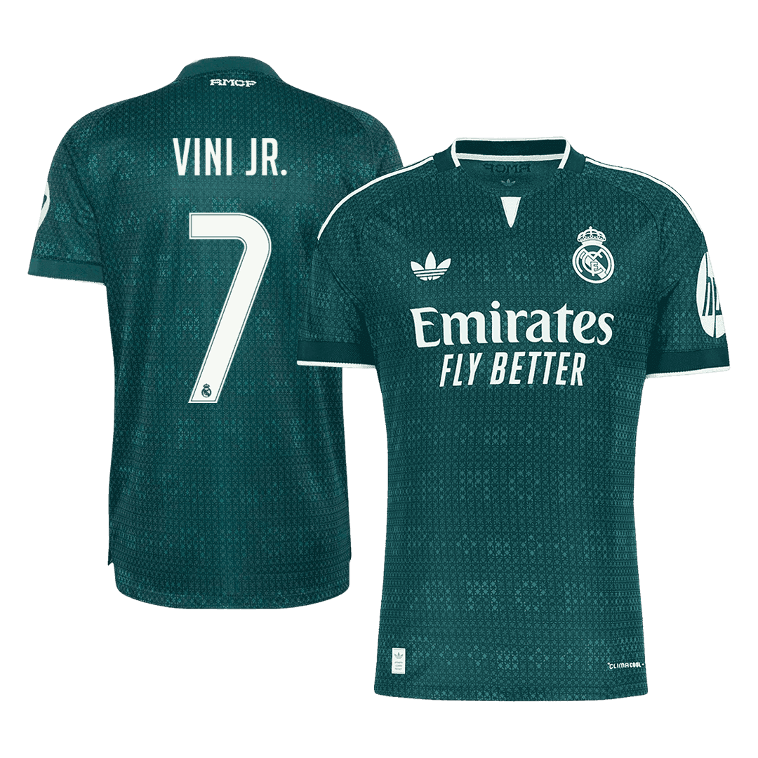 Versão do Jogador VINI JR. #7 Real Madrid Fora Futebol Camisas 2026/27 Verde