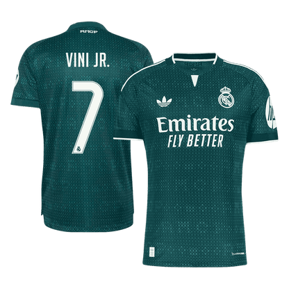 Versão do Jogador VINI JR. #7 Real Madrid Fora Futebol Camisas 2026/27 Verde
