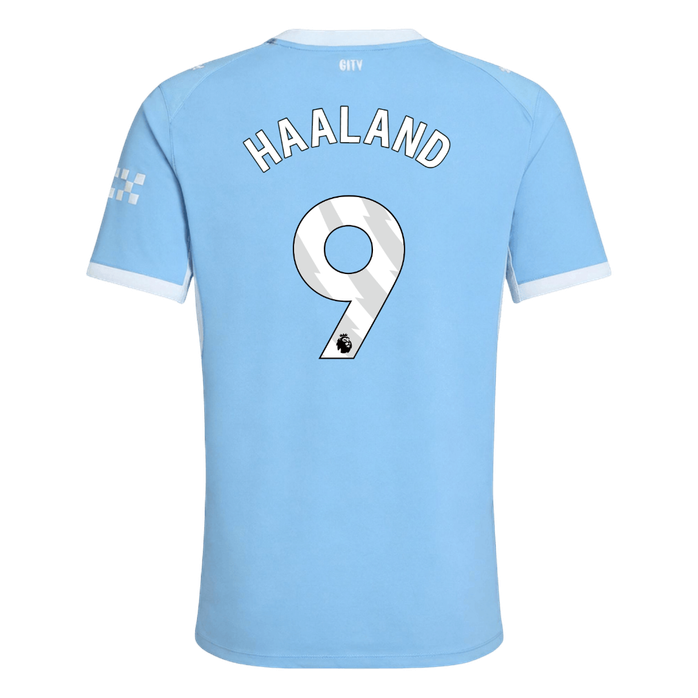 Versão do Jogador HAALAND #9 Manchester City Casa Futebol Camisas 2026/27 Azul