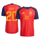 Versão do Jogador PEDRI #20 Spain Casa Copa do Mundo Futebol Camisas 2026 Vermelho