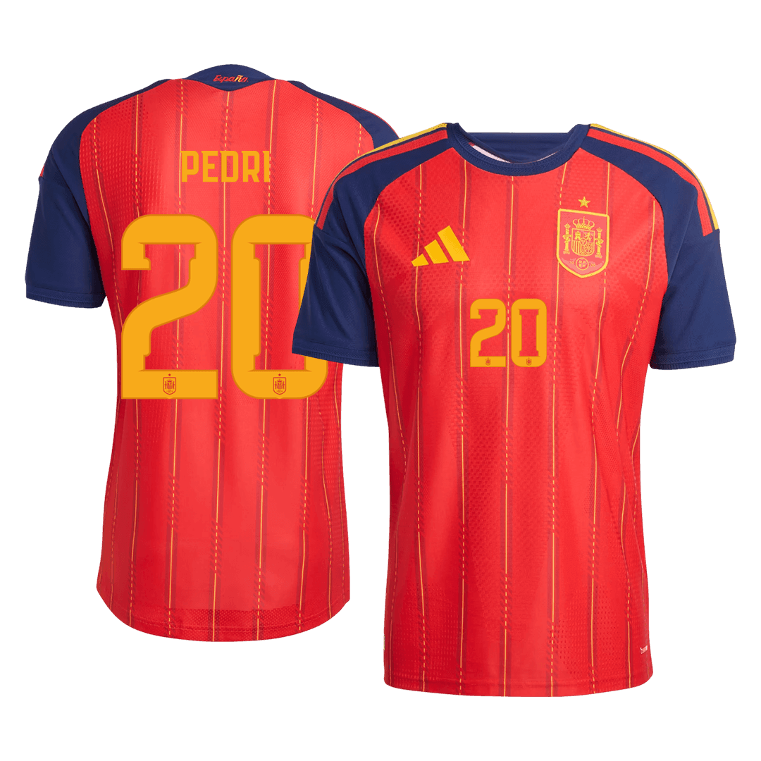 Versão do Jogador PEDRI #20 Spain Casa Copa do Mundo Futebol Camisas 2026 Vermelho