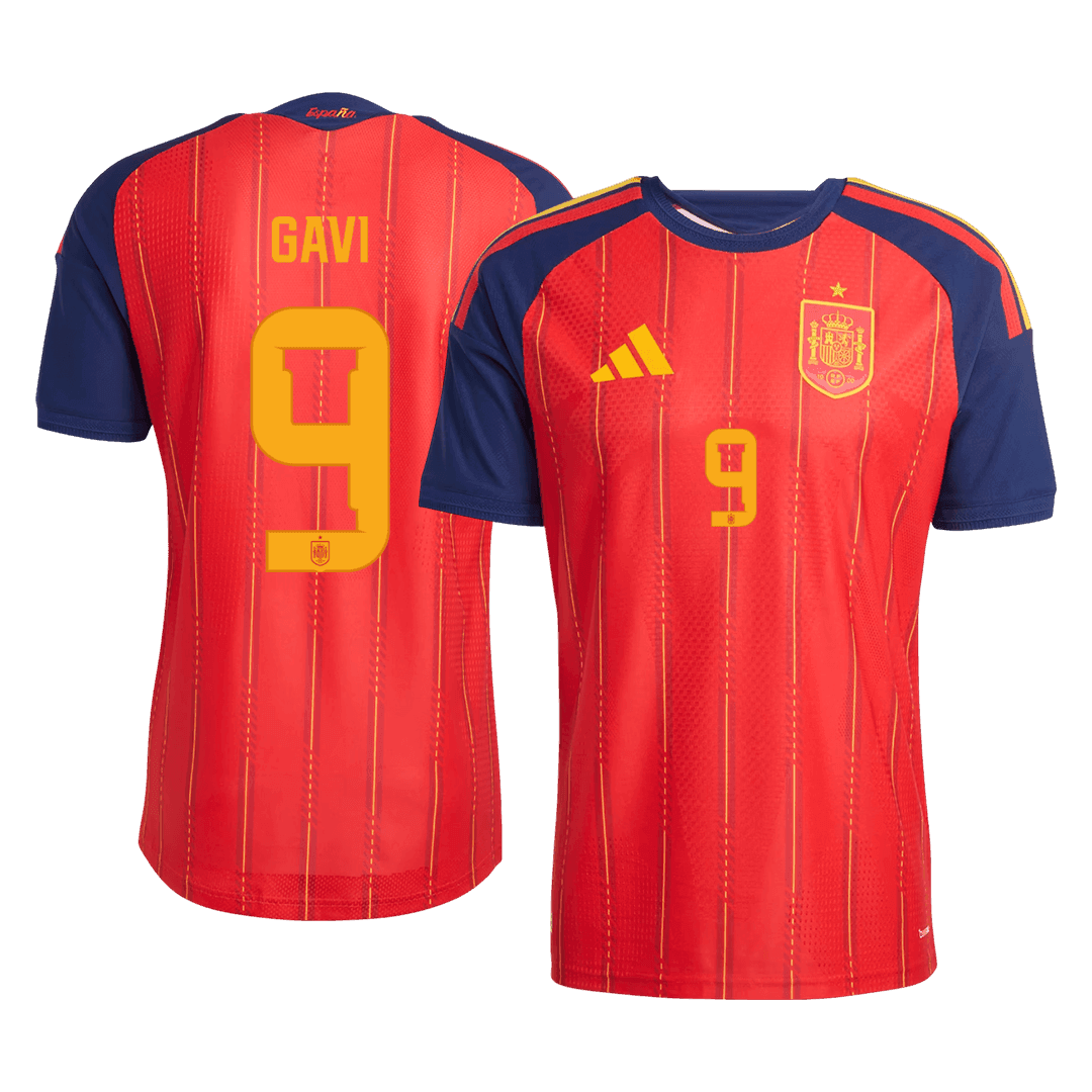 Versão do Jogador GAVI	 #9 Spain Casa Copa do Mundo Futebol Camisas 2026 Vermelho