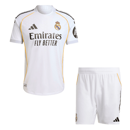 Autêntico Real Madrid Casa Camisa Conjunto (Camisola + Calções) 2025/26- Branco