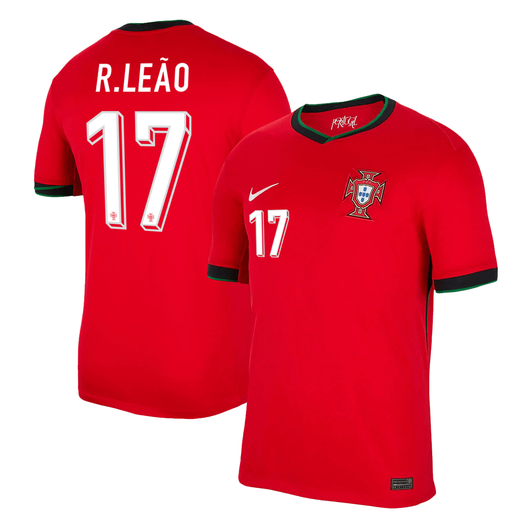 Portugal Jersey Custom R.LEAO #17 Soccer Jersey Home 2024