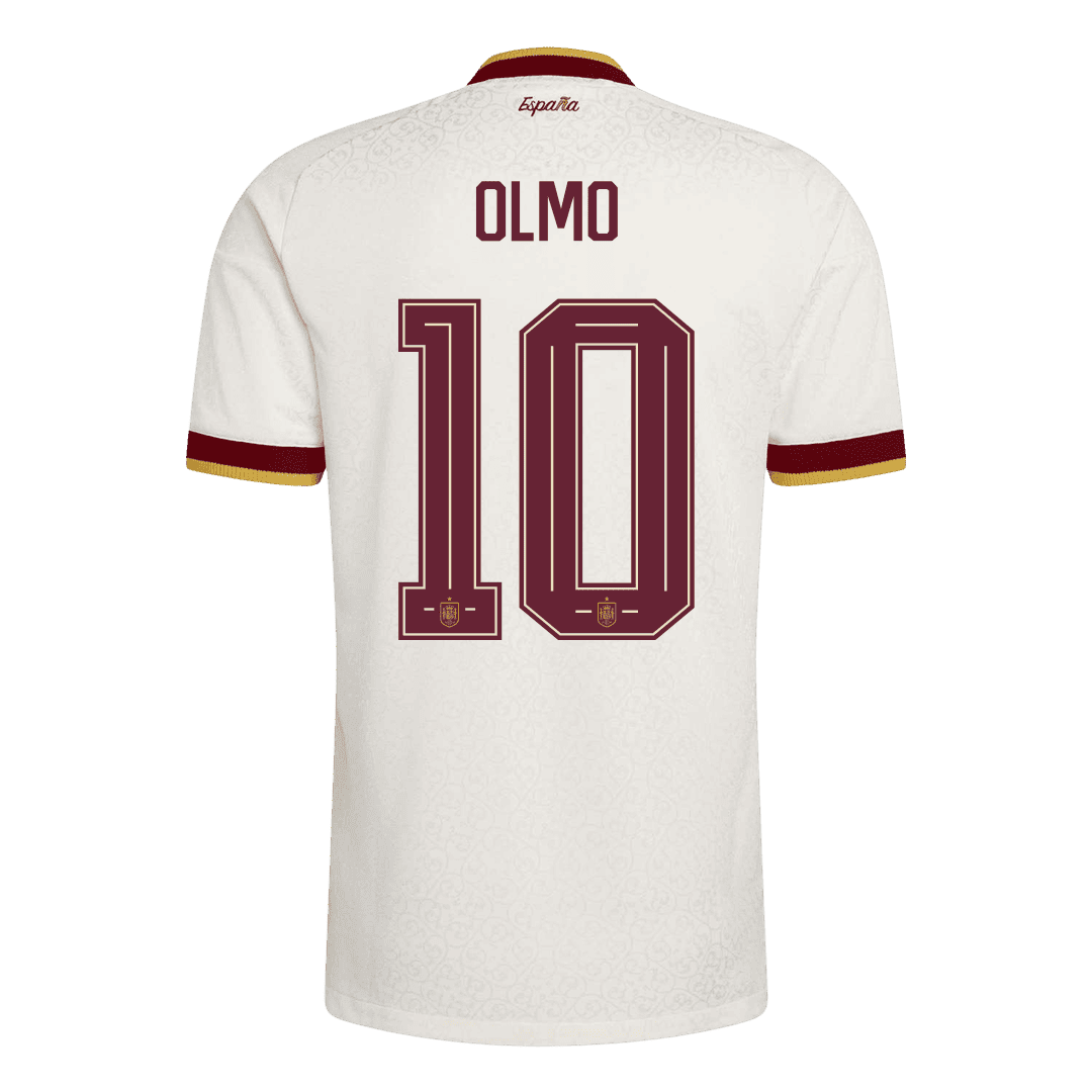 Versão do Jogador OLMO #10 Spain Fora Copa do Mundo Futebol Camisas 2026 Branco