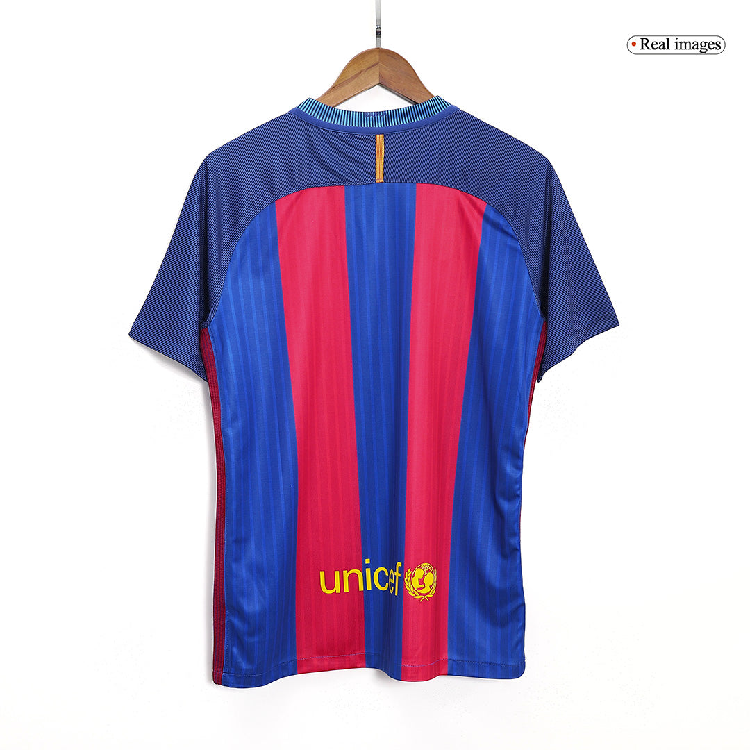 Retrô MESSI #10 Barcelona Casa Camisa 2016/17 Vermelho&Azul
